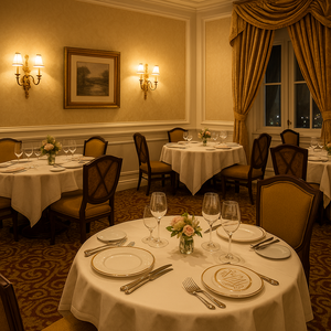 Uma peça de salmão grelhado, ornamentado com ervas frescas, flores comestíveis, fatias de rabanete e molho